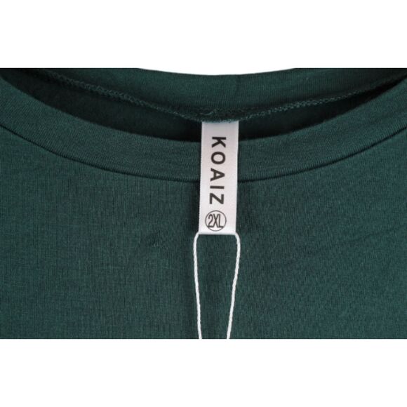 Koaiz Green Women's Tunic Top Blouse Short Sleeve Pullover Size 2XL 028 - Picture 2 of 6